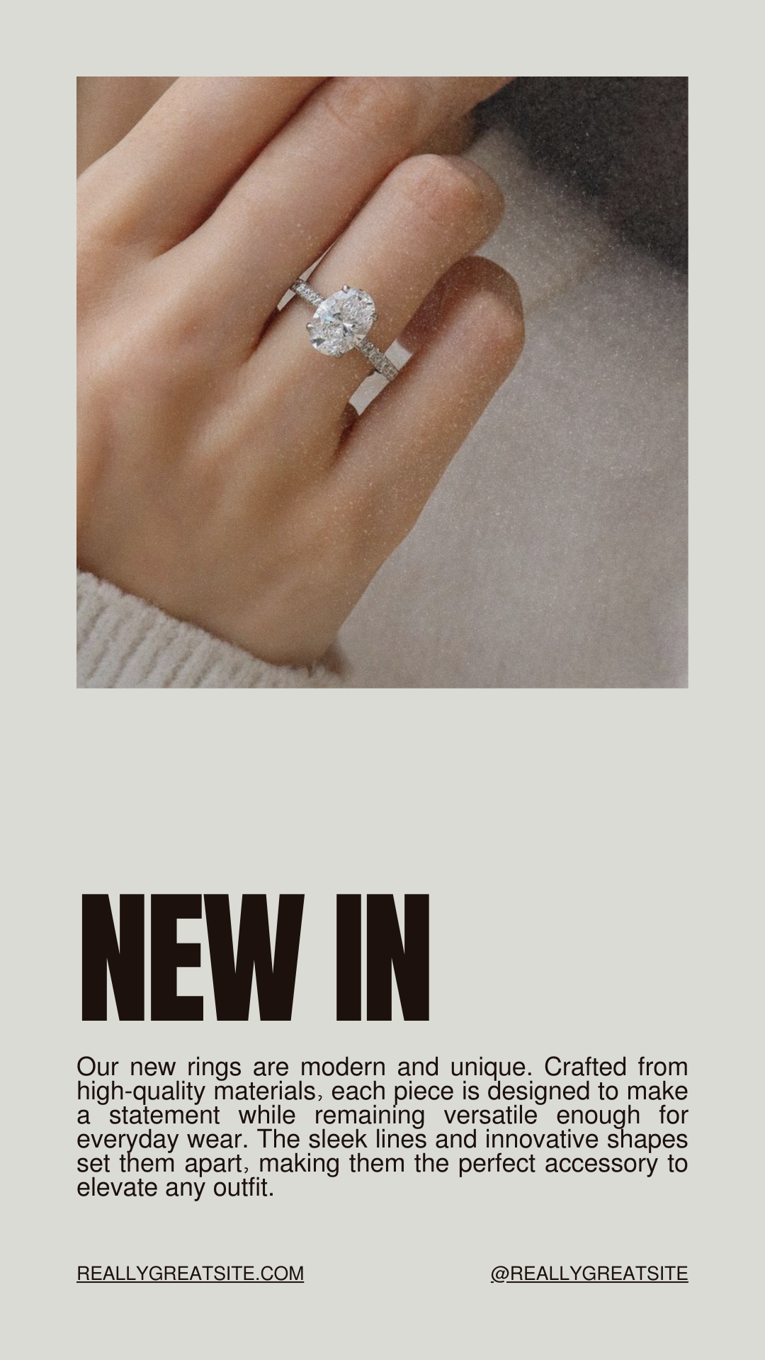 Beige Bold New Collection Jewellery Fashion Business - Canva template